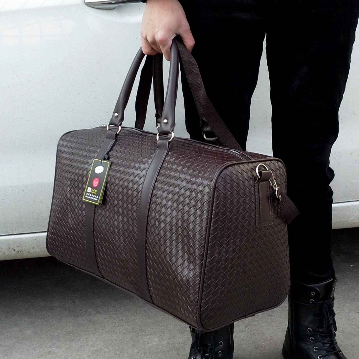 Rejsetaske stor kapacitet mænd håndbagage rejsetasker læder håndtaske multifunktionel skuldertaske bolsos weeke sa -8: Brun