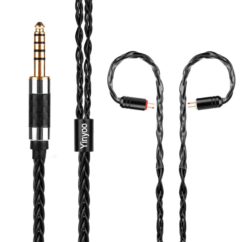 Cable negro plateado de 8 núcleos Yinyoo 2,5/3,5/4,4mm Cable equilibrado con MMCX/2PIN para BLON BL-03 BL-05 BL05 ZS10 AS10 ZSX C12: 2PIN 4.4
