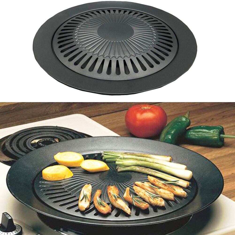 Outdoor BBQ Grill Pan Barbecue Stove Barbecue Grills Smokeless Non-stick Barbecue Grill Roaster Pan Stove Plate BBQ Cookware