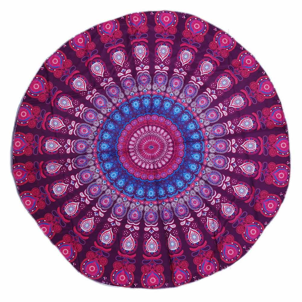 Toalla de playa redonda de microfibra baño de sol de arena para natación 150x150cm YE: 3