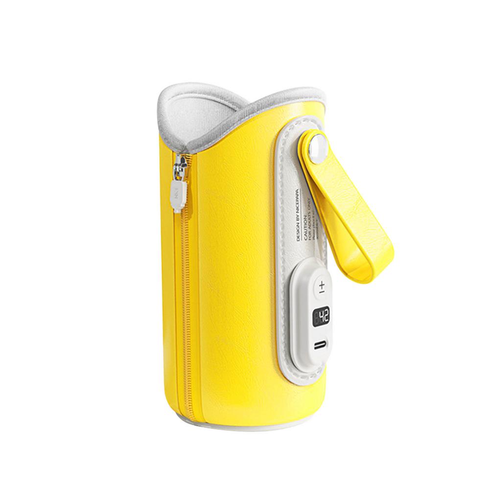Baby Bottle Warmer Portable Milk Bottle Warmer 5 Speed Adjustment Infant Feeding Bottle Heated Cover Insulation Thermostat: Yellow