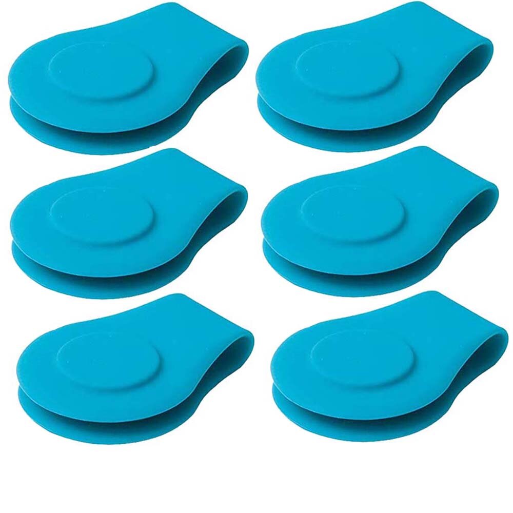 Durable Silicone Set Magnetic Golf Ball Marker Hat Clip Black Blue Orange Removable Golfing Accessories: Blue 6Pcs