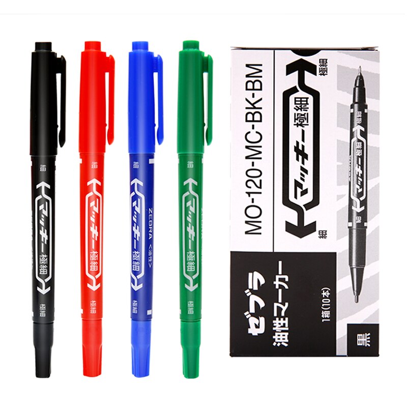 Marqueur japonais authentique zèbre MO-120-MC, petit stylo à Double tête étanche à l&#39;huile pour étudiant en dessin, 1 pièce