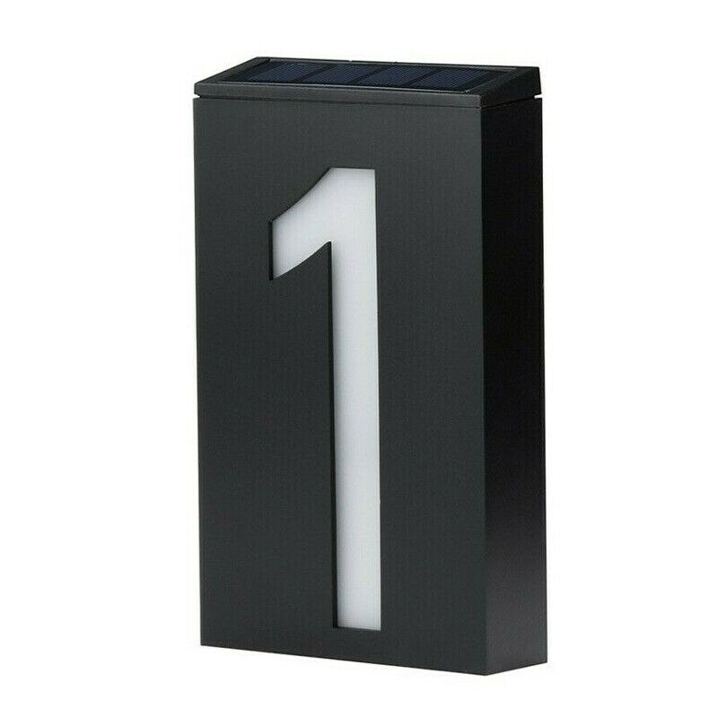 Solar Power LED Light Sign House Hotel Door Address Plaque Number Digits Plate Lampes Solaires Led Solaire Lamp Outdoor Home: 1