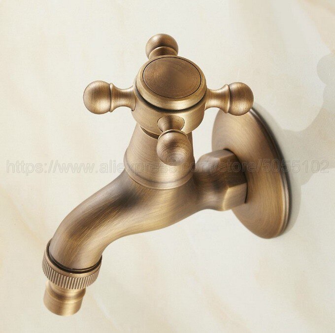 Garden Retro Style Antique Brass Finish Washing Machine Faucet Bibcocks Cold Water Tap zav102