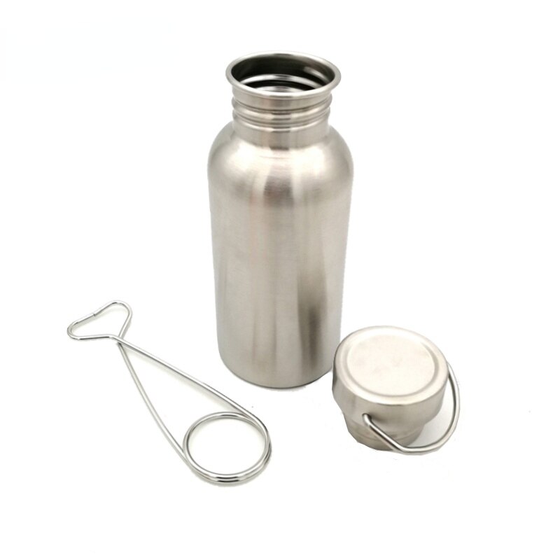 Water Bottle with Hook Stainless Steel Flask Wide Mouth Jar Leak-Proof for Camping Picnic Hiking 350/500/750ml