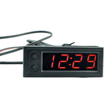 Rode Auto Voltmeter 12V 3in1 Pp Dc 5-27V Indoor Outdoor 1 Pcs Voertuig Thermometer Klok: Red
