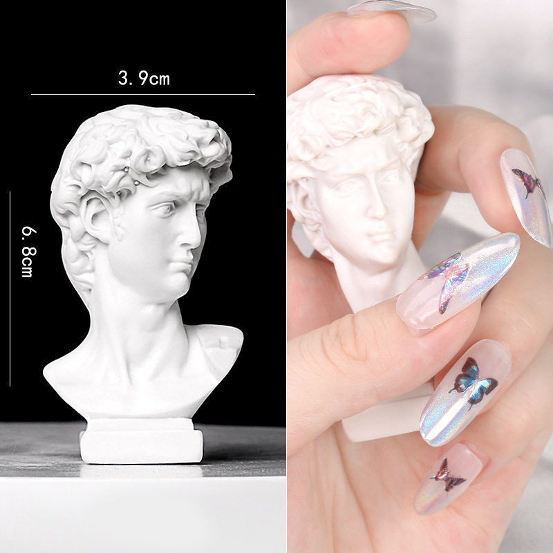 Mini estatua artística para decoración de uñas, herramientas de accesorios para fotos de uñas, herramienta de fotografía de exhibición de puntas de esmalte de uñas de gel: Negro