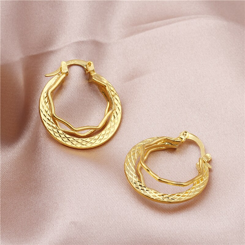 Gold Color Hoop Earring for Women Girl Simple Round Circle Small Ear Stud Earring Punk Hip-hop Earrings Jewelry