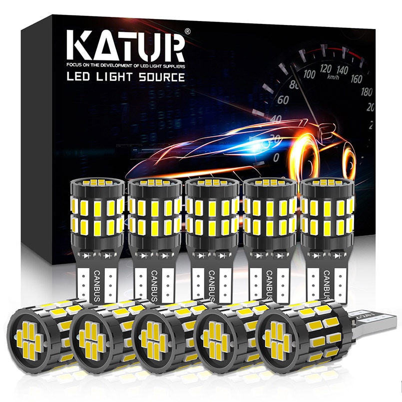 10 Uds T10 W5W bombillas Base de enchufe 194 168 LED luces de estacionamiento de lectura Interior de coche LED Canbus blanco rojo azul naranja