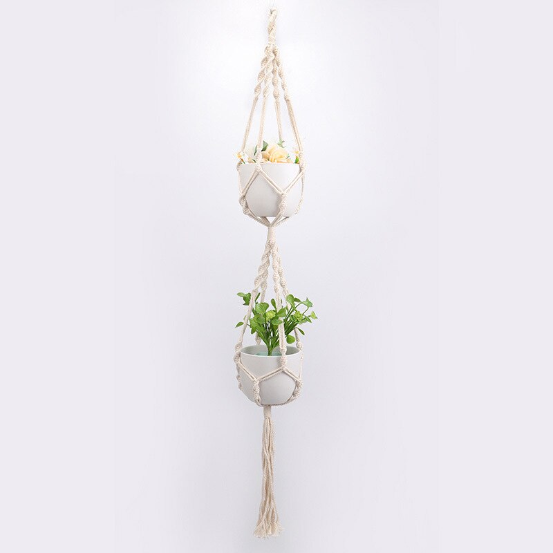 100% Handmade Macrame Plant Hanger Flower /Pot Hanger For Wall Decoration Countyard Garden Hand-knitted Hanging Home Decoration: NO8
