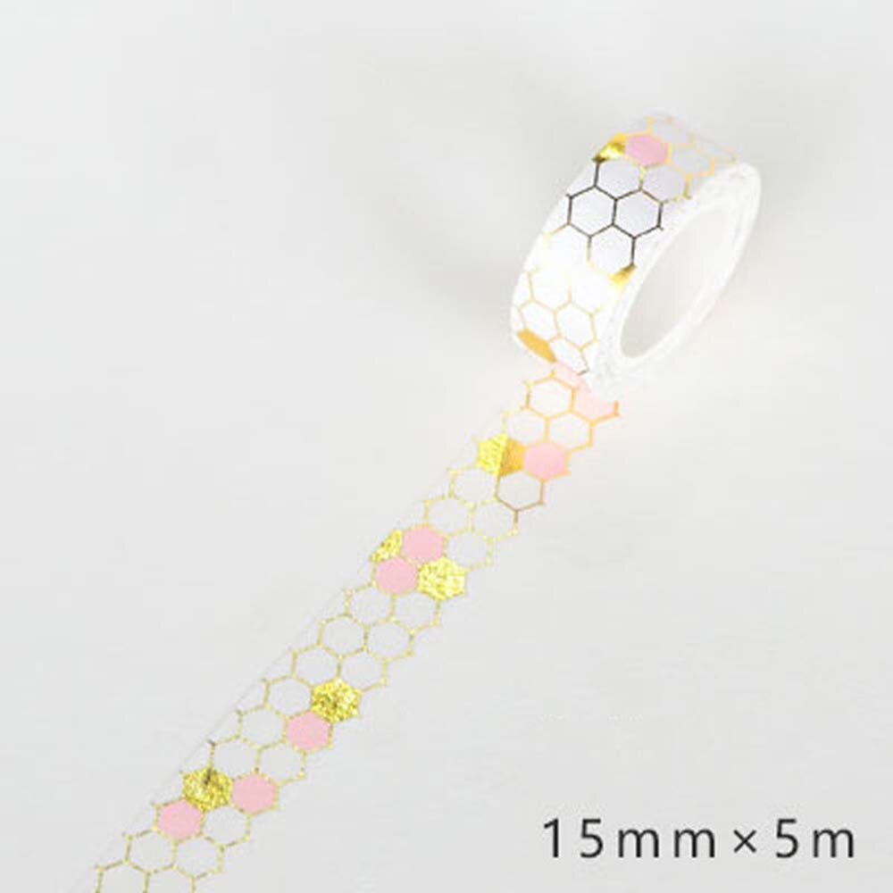 Gouden Roze Folie Papier Washi Tape Set Japanse Scrapbooking Decoratieve Tapes Honingraat Voor Fotoalbum Woondecoratie: 1