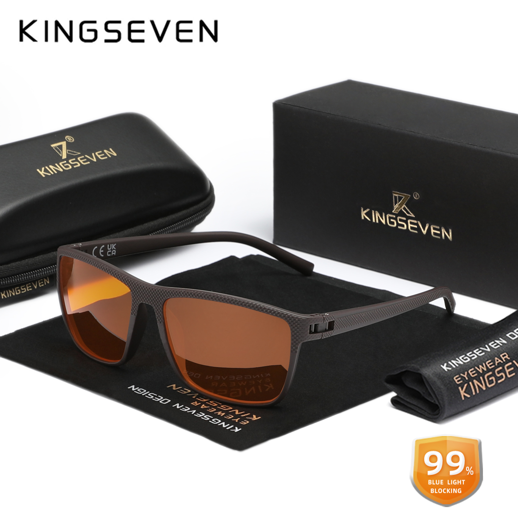 KINGSEVEN-Lunettes anti-rayons bleus pour hommes et femmes, verres transparents, lunettes décoratives bloquant la lumière bleue pour ordinateur, , 99%: green