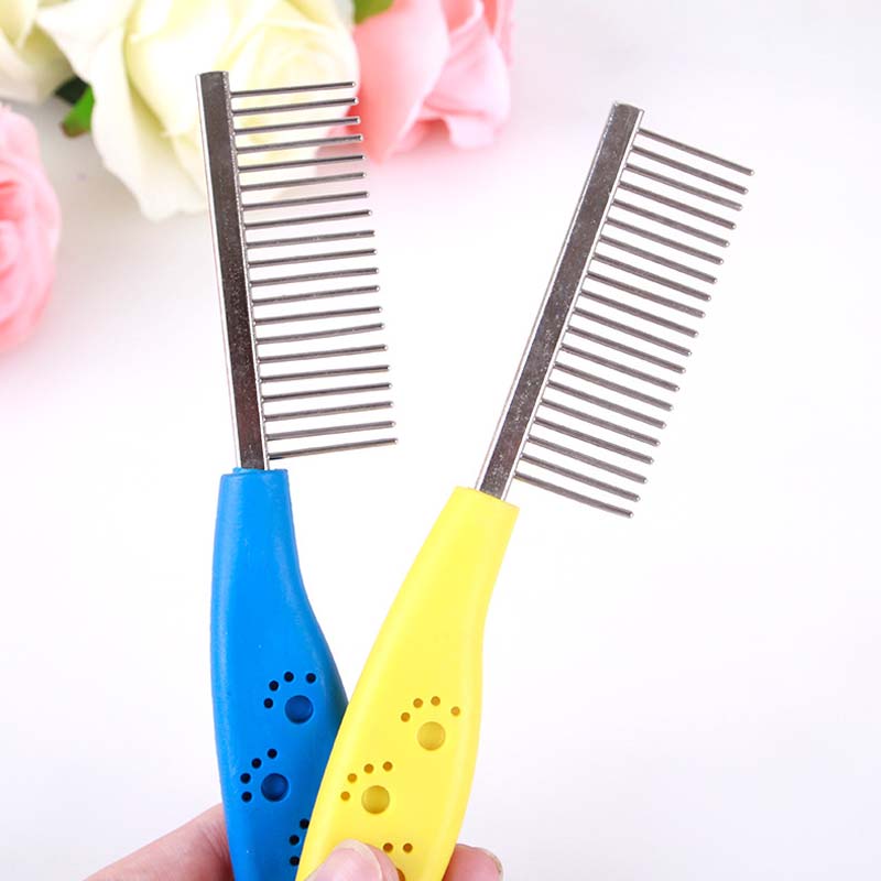 Roestvrijstalen Hond Kam voor Honden Katten Ontharing enkele Rij Rechte Kam Puppy Haar Grooming Tool Pet Producten