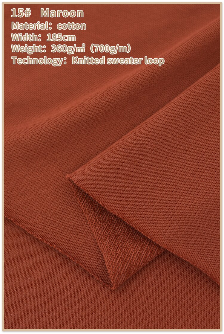 Fransk frotté bomuldsstof slidbestandigt bomuldsstof kraftig sweatshirtstof til hættetrøje 185 x 50cm