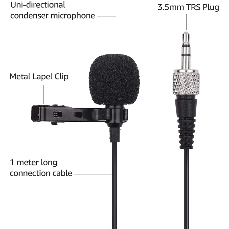 ACEMIC M21 Clip-On Condenser Lavalier Microphone Mic 3.5mm TRS Plug 1M Cable for Sony D11 D12