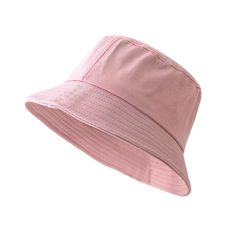 Zwart wit effen emmer hoed unisex bob caps hiphop gorros mannen zomer panama cap strand zon vissen boonie hoed: Roze
