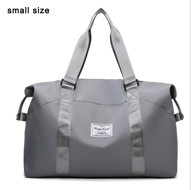 Unissex náilon bolsa de viagem de grande capacidade de mão dos homens pacote de bagagem de armazenamento organizador duffle sacos weekender durante a noite saco: gray small