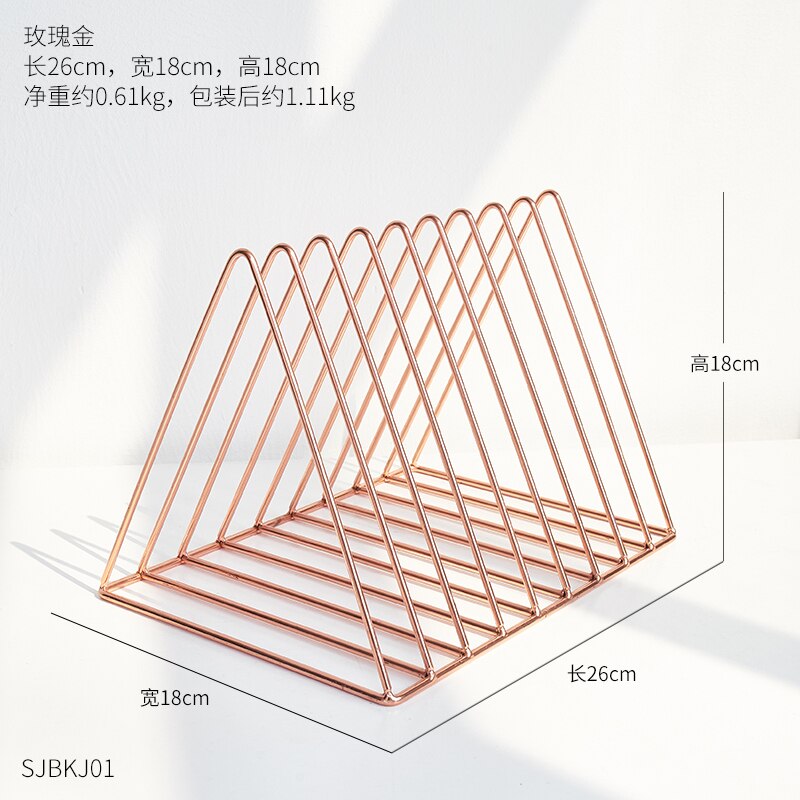 Nordic Iron Triangle Magazine Newspaper Rack Modern Minimalist Study Room Bookcase Office Desktop Bookshelf Ornament Decoration: C