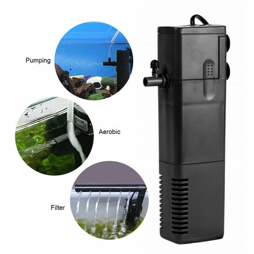 1PC 3 in 1 Fish Tank Filter Pump 12V/24V 3W 200L/H Multifunction Submersible Pump Aquarium Filter Pump - Plug (220-240V 3W 20
