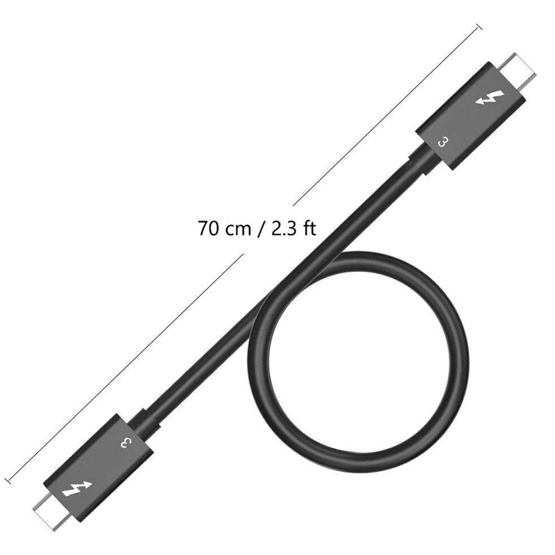 Thunderbolt 3 Cable - 40Gbps 5A/100W - 0.7m (2.3ft) - Super Fast Data Transfer for Docks, Displays, Storage