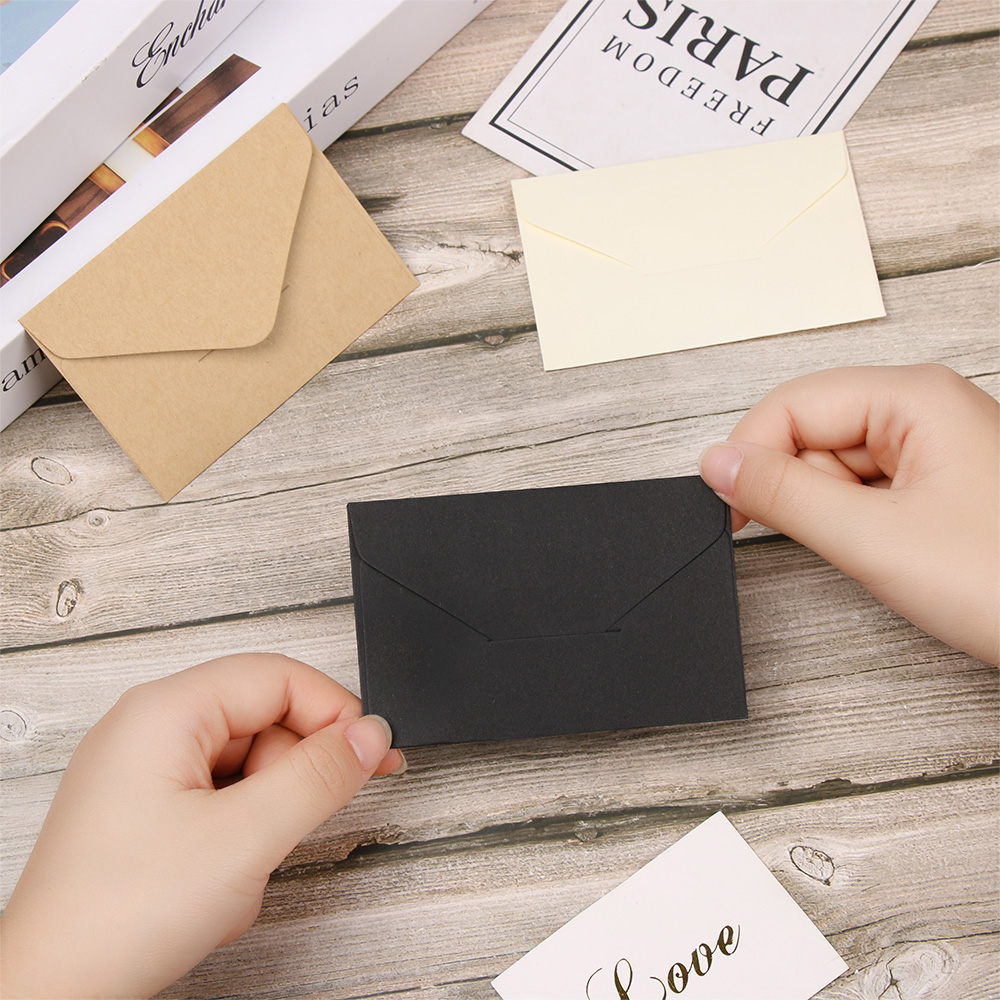 20 stk/sæt mini serie hvid sort kraft blank papir vindue kuverter bryllup brev invitation konvolut kontorartikler
