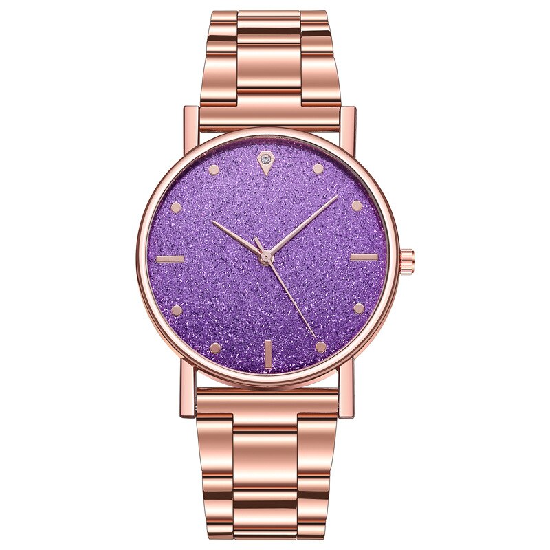WOKAI 2021New Women Watches Ladies Top Brand luxury Waterproof Quartz Clocks Watch Women Stainless Steel Date Clock: Purple
