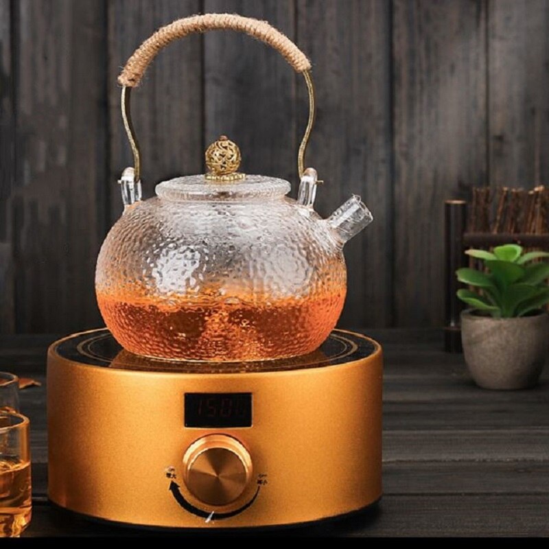 Tea Pot Set Heat-resistant Glass Jug Can Be Heated Bamboo Lid Large Capacity Borosilicate Glass Kongfu Tea Set Kitchen Supplies