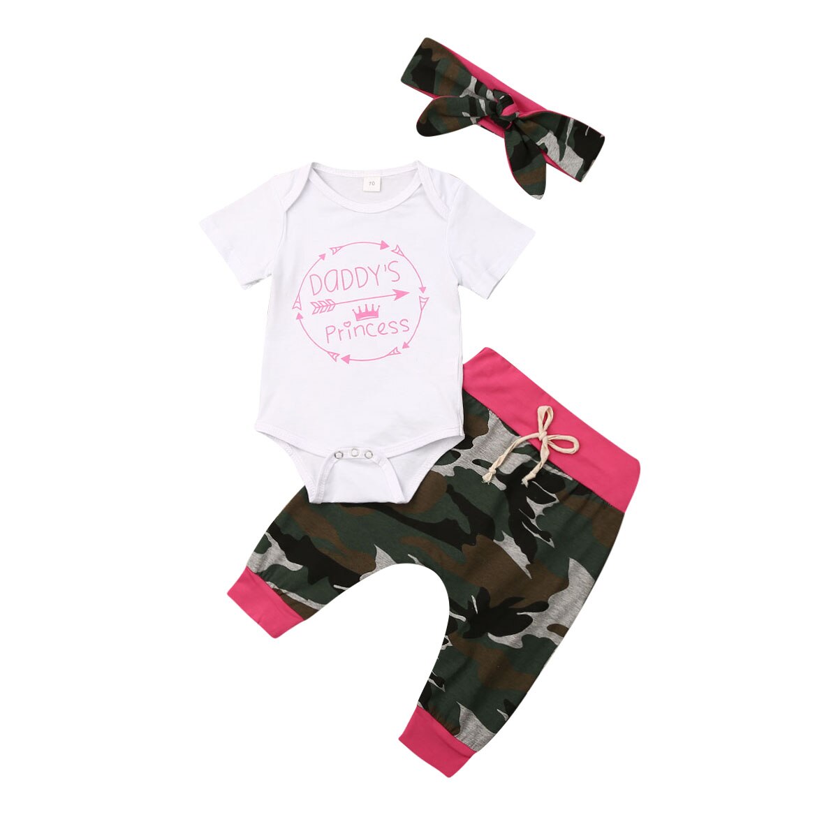 Neugeborenen freundlicher Baby Mädchen Jungen Camo Kleidung T-Shirt Strampler Hosen Trainingsanzug Outfits einstellen: Vati / 3M