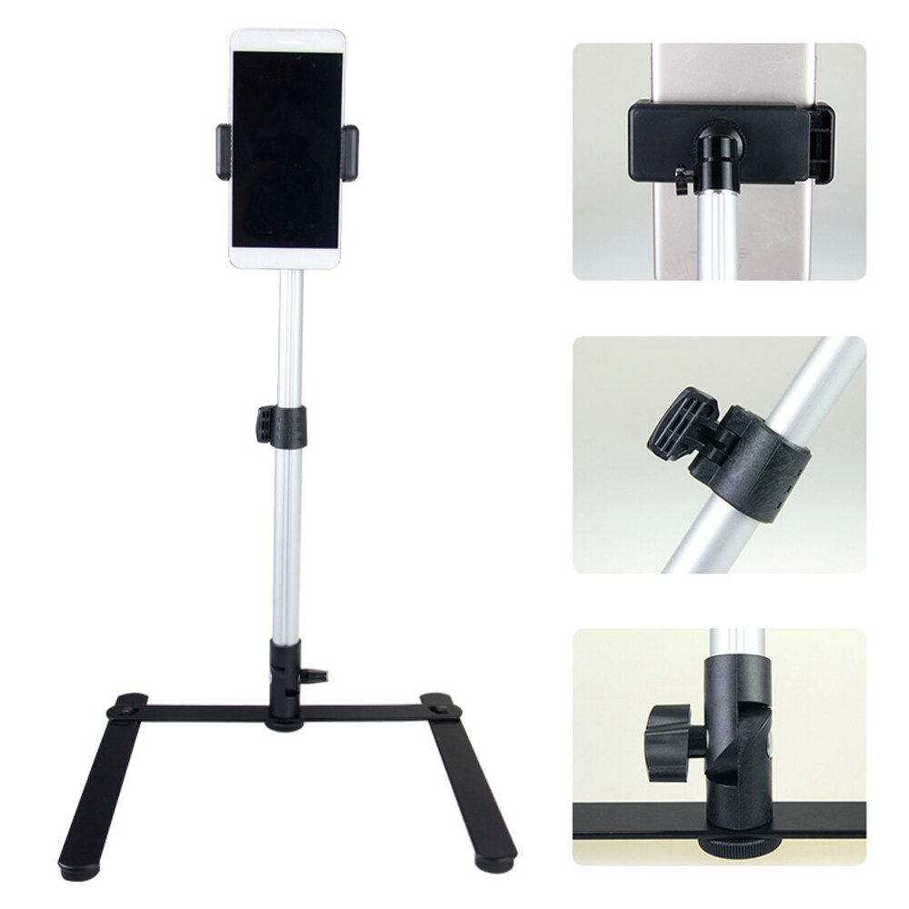 Multifunctionele Aluminium Mini Statief Verstelbare Tafel Stand Set Mini Monopod Met Telefoon Clip Mobiele Telefoon Fotografie Tool