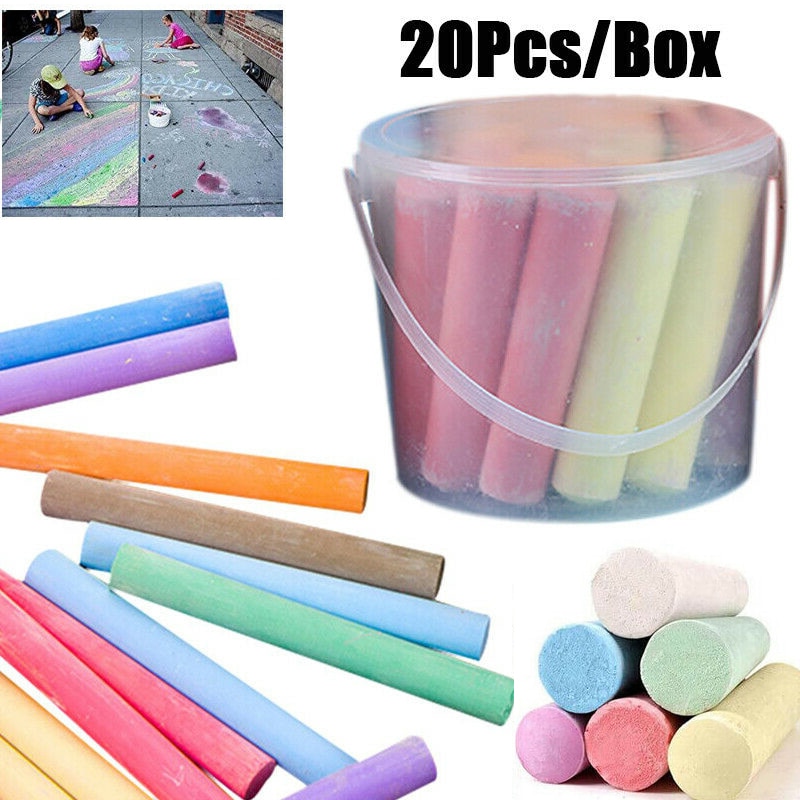 20pcs/set Coloured Chalk Jumbo Sidewalk Chalk Sticks Playground Giant Chalks Office Supplies Painting Stick School Stationery