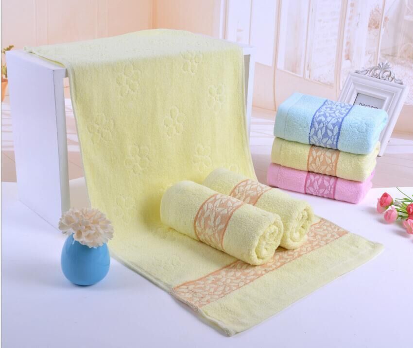 - 1pc 33*73cm Cotton Hand Towel Face Wash Cloth Dyed Plain Satin Jacquard ultra soft and absorbent Magic Towel: Yellow