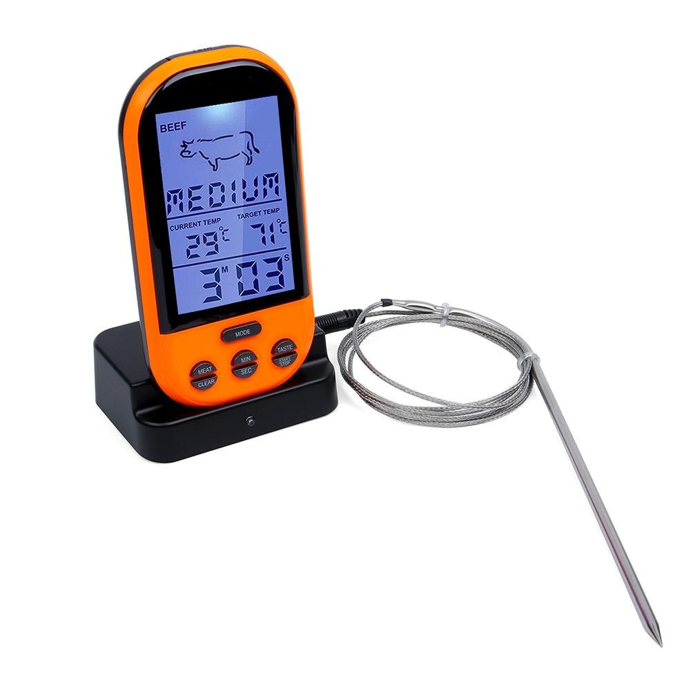 Wireless Digital Probe Food Meat Thermometer for Grill Smoker BBQ Food Oven Thermometer with Timer Alarm Kitchen Cooking Tool