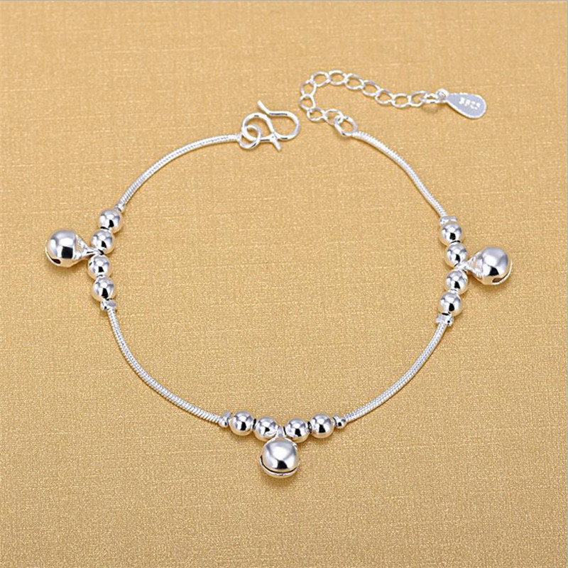 Tjp Romantische Bells Zilveren Enkelbanden Voor Vrouwen Sieraden Mode Meisje 925 Zilveren Armbanden Vrouwen Wedding Party Lady Bruid Bijou
