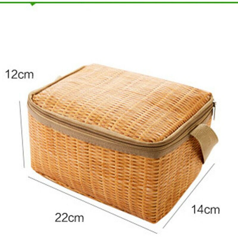 Portable Lunch Bag Insulated Cooler Lunch Bag Rattan Women Men Kids Thermos Cooler Tote Picnic Case Food Lunch Box: Default Title