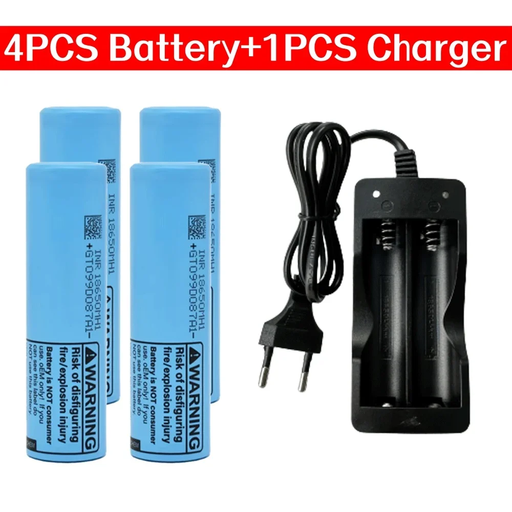 Nowy akumulator litowo-jonowy 18650 3,7 V 3200 mAh o wysokiej pojemności 10 A INR18650-MH1 18650 3,2 Ah + ładowarka: SZARY