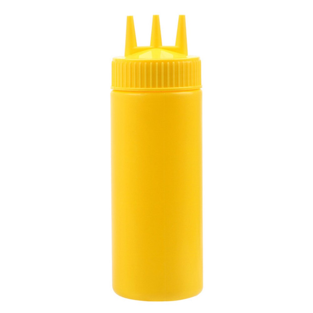 3 agujeros 350ml giro tapa botella de apretón botella de plástico de alimentaria Ketchup mostaza Mayo salsas botellas de aceite de oliva utensilios de cocina: yellow