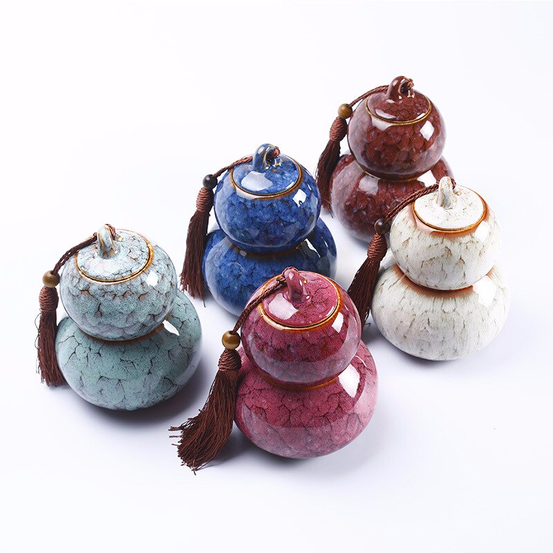 Calebasse forme de gourde Caddies à thé Mini boîtes de rangement en céramique feuilles de thé conteneur en céramique organisateur maison salon de thé à manger boîte de thé