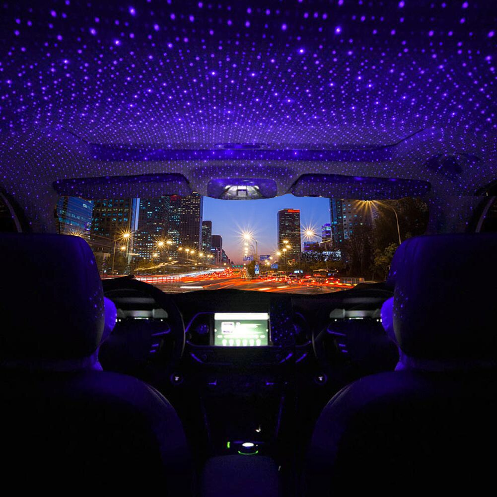LED Projector Purple Night Light Adjustable USB Car Roof Atmosphere Star Sky Lamp Ambient Star Light