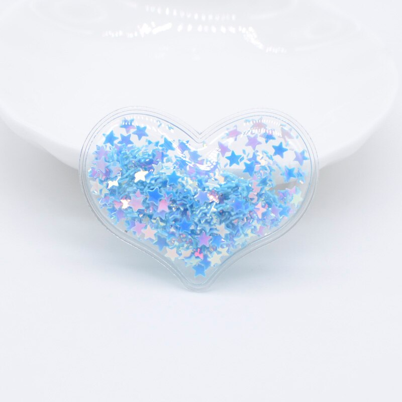 32Pcs 38*30mm Bling Hart Transparante Plastic Vulling Sequin Applicaties voor DIY Hoofddeksels Haar Clips Boog Accessoires patches L06: Blue