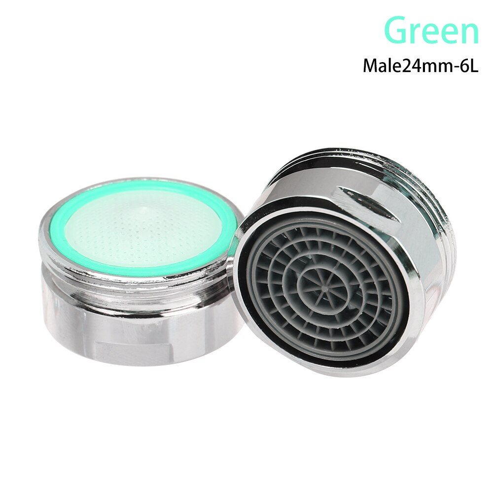 Badkamer Water Saving Tap Waterzuiveraar Filter Nozzle Water Filter Adapter Beluchter Diffuser Kraan Filter Nozzle Met Wasmachine: Male24mm-6L	green