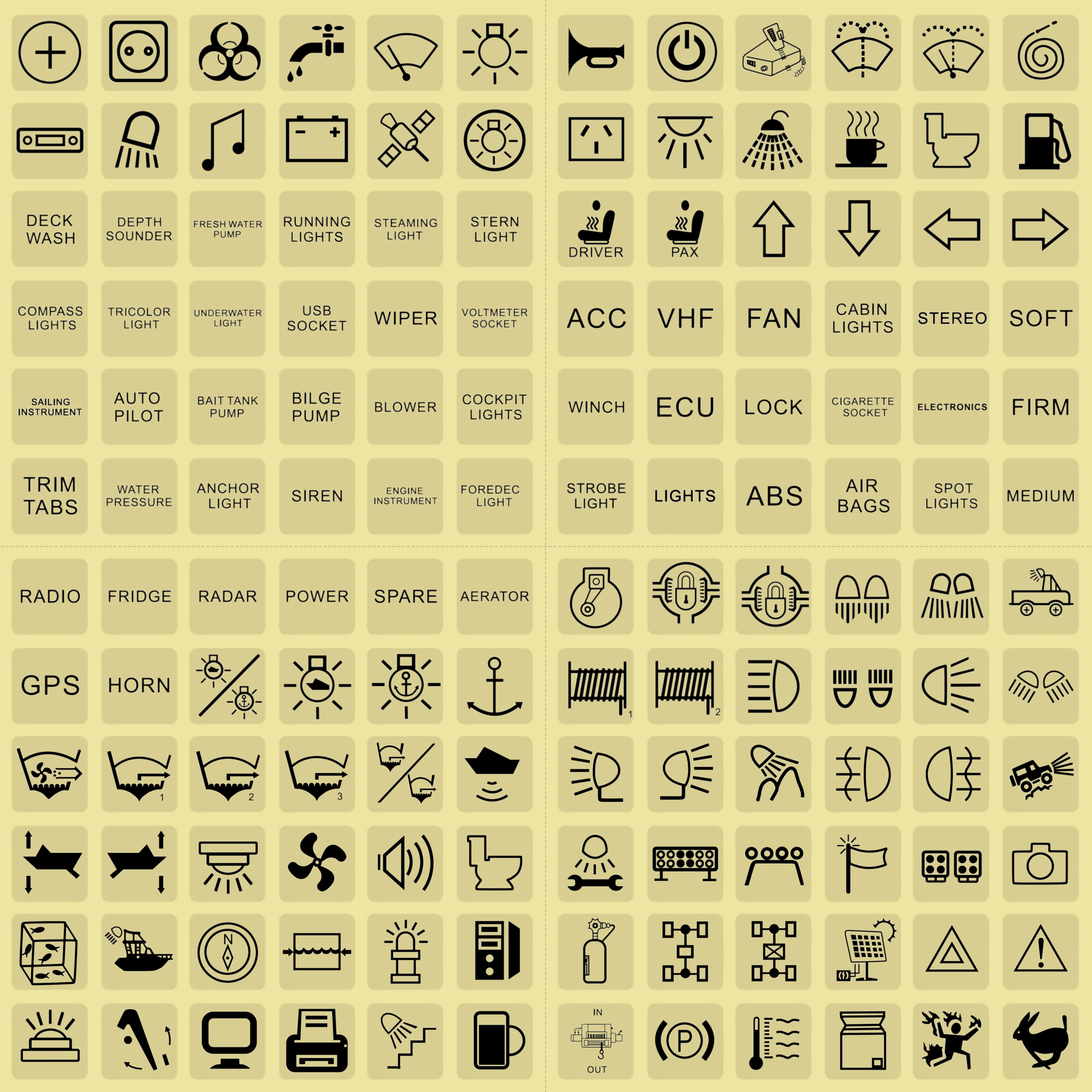 100 Clear Switch Stickers for Car Boat Instrument Rocker Push Switch Panel Decoration, Universal Led Switch Lables: black