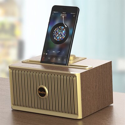 Altavoz inalámbrico con bluetooth para el hogar, altavoz retro clásico de madera, caja de sonido de de sonido súper alta, soporte para muebles de escritorio