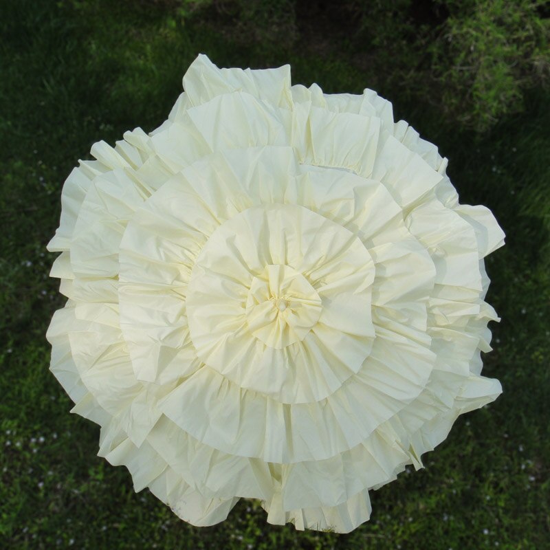 Freies freundlicher Mädchen Weiß Rüschen Cancan Sonnenschirm Rüschen Regenschirm: Beige