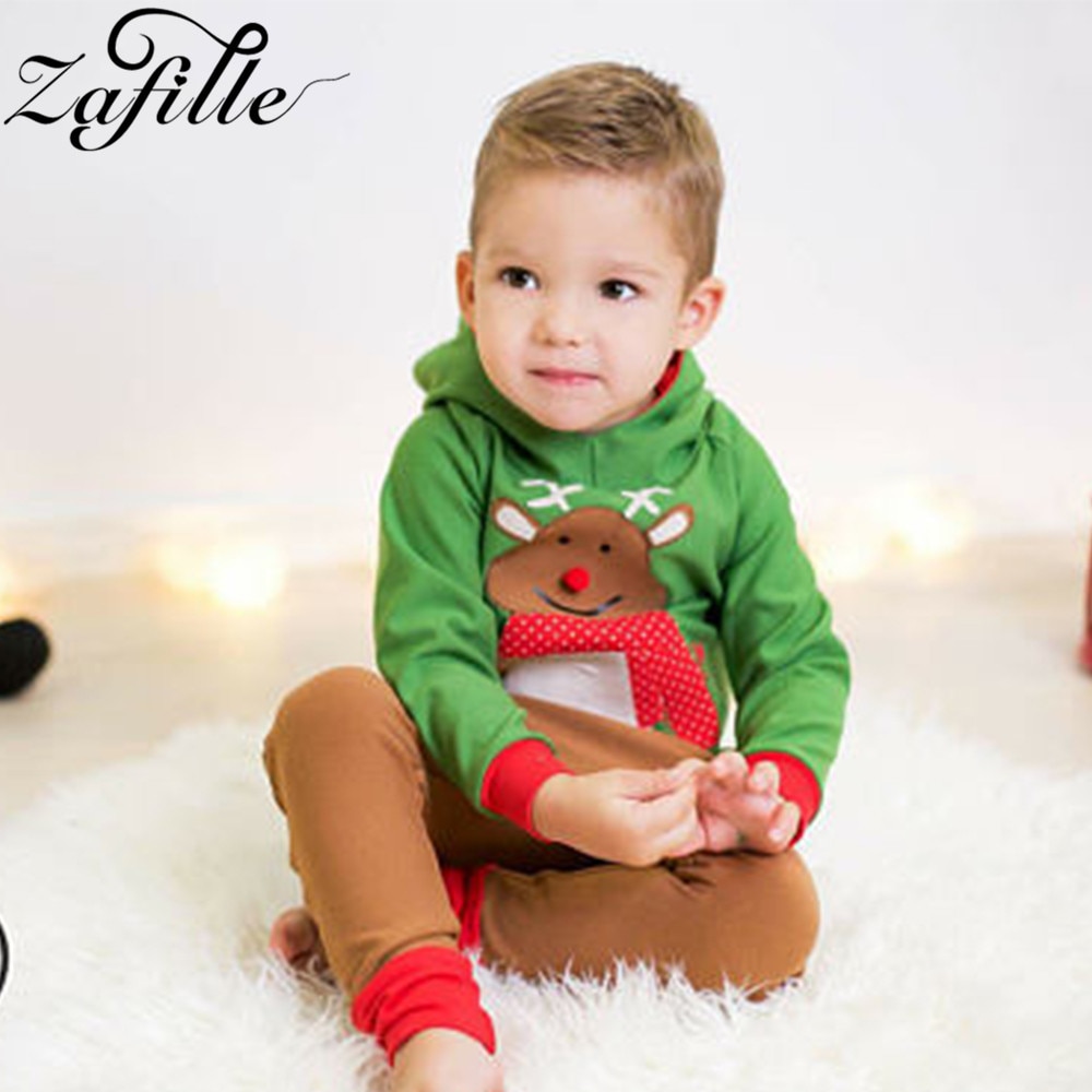 ZAFILLE-trajes navideños para bebé, traje de Año , conjunto de ropa de invierno para bebé, con alces impresos, 2 uds.