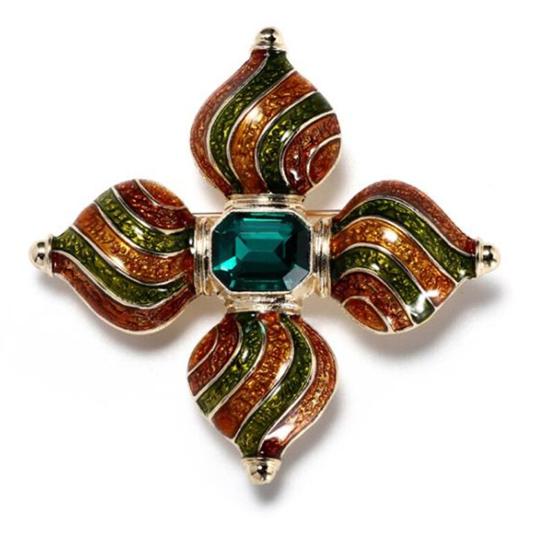 Jahrgang-barockbrosche mit grüner perle, edelsteinausschnitt, geometrisches rechteck, kragenbrosche, damenschmuck: Barock 4