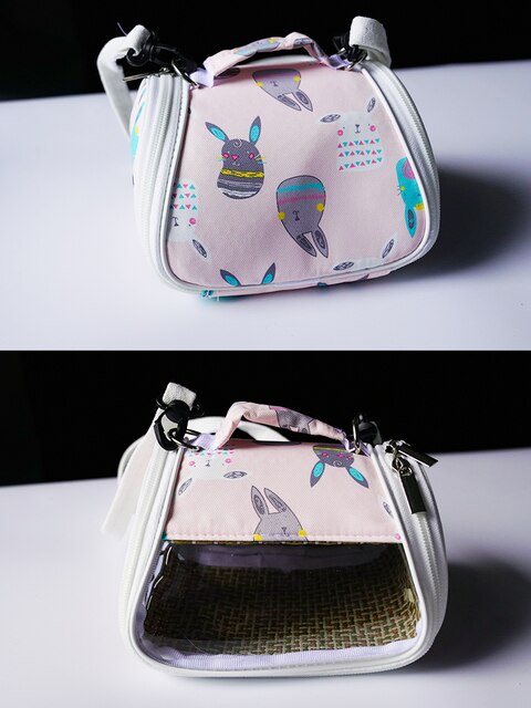 Portable Bird Cage Parrot Carrier Bag Transparent Vine Hamster Lizard Backpack Sugar Glider House for Small Pet Outdoor Travel: Pink vine / M 23X20XH15CM