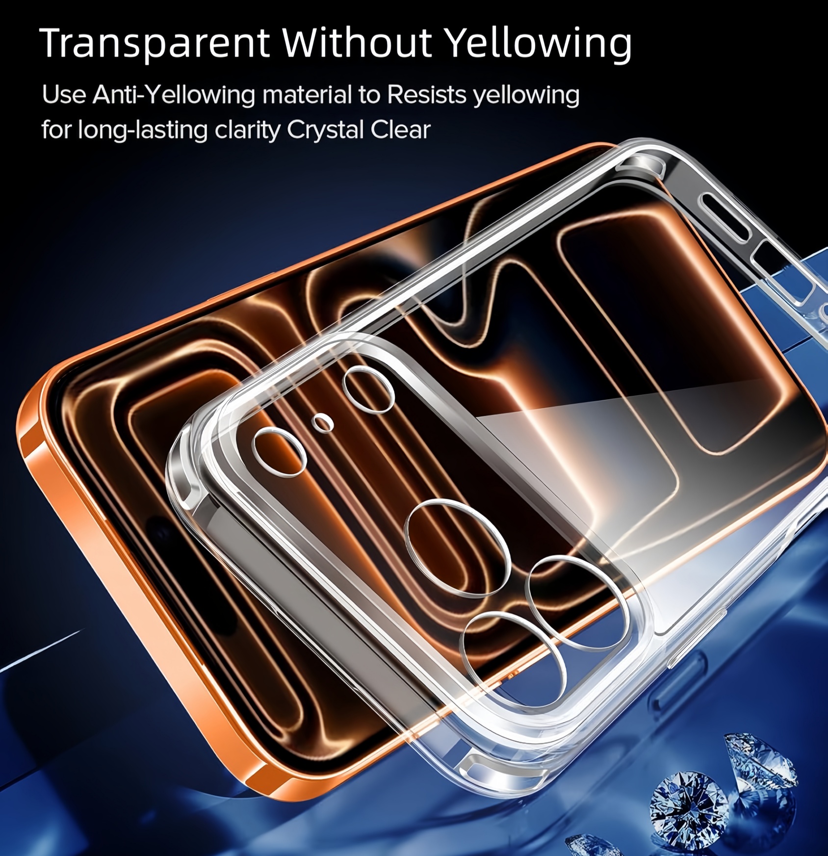 Transparante hoesje ontworpen voor iPhone 17 Pro Max/Air/17E met 2 stuks gehard glas screenprotector, schokbestendige harde slanke achterkant hoes