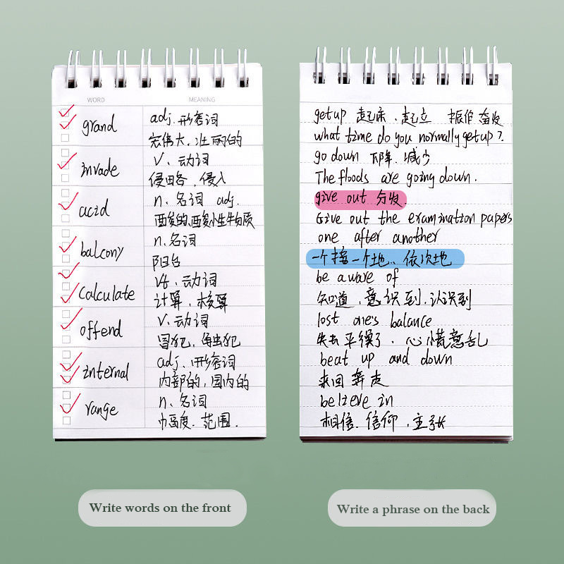 80 Vellen Engels Woordenschat Pocket Memo Pad Buitenlandse Talen Woord Boek Spoel Notebook Draagbare Geheugen Boek School Stationery