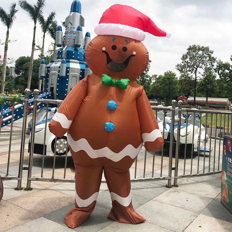 Inflatable Wearing Hat's Gingerbread Man Costume Christmas Party Cosplay Toy 23GD